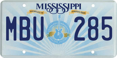 MS license plate MBU285