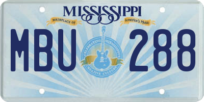 MS license plate MBU288