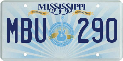 MS license plate MBU290