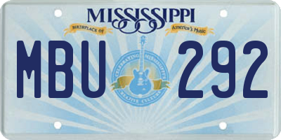 MS license plate MBU292