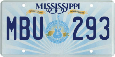 MS license plate MBU293