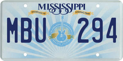 MS license plate MBU294
