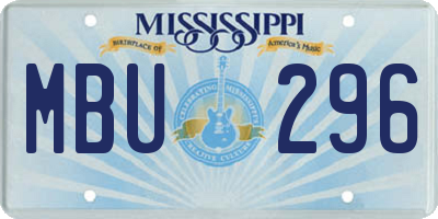 MS license plate MBU296