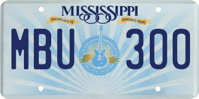 MS license plate MBU300
