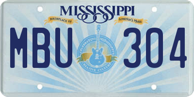 MS license plate MBU304