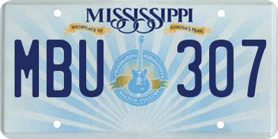 MS license plate MBU307