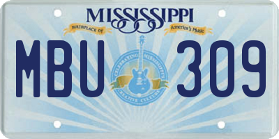 MS license plate MBU309