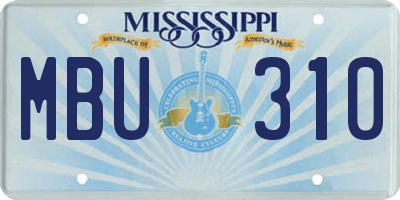MS license plate MBU310
