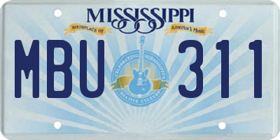 MS license plate MBU311