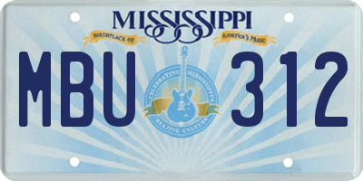 MS license plate MBU312