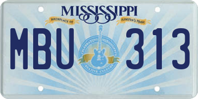MS license plate MBU313