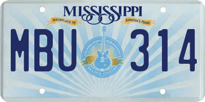 MS license plate MBU314