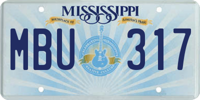 MS license plate MBU317
