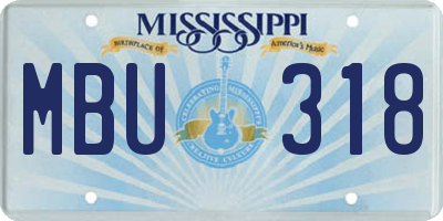 MS license plate MBU318