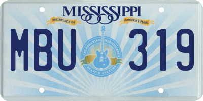 MS license plate MBU319