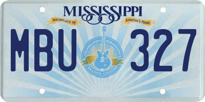 MS license plate MBU327