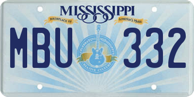 MS license plate MBU332