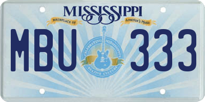 MS license plate MBU333