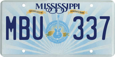 MS license plate MBU337