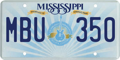 MS license plate MBU350