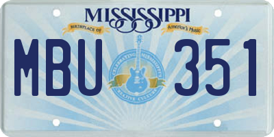 MS license plate MBU351