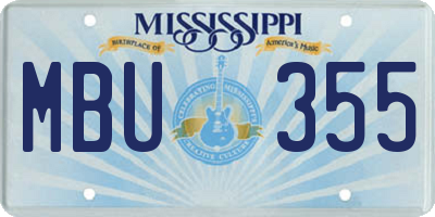 MS license plate MBU355