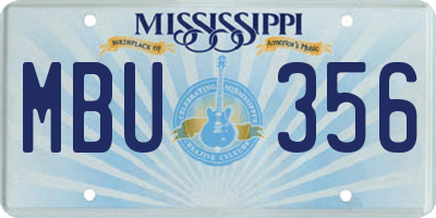 MS license plate MBU356