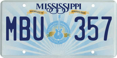 MS license plate MBU357