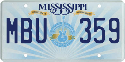 MS license plate MBU359