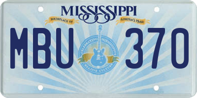 MS license plate MBU370