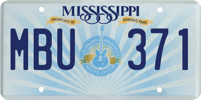 MS license plate MBU371