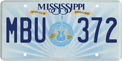 MS license plate MBU372