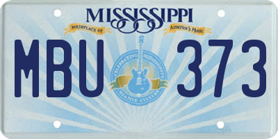 MS license plate MBU373