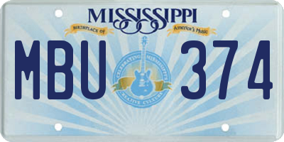 MS license plate MBU374