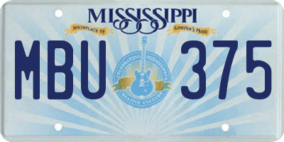 MS license plate MBU375