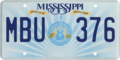 MS license plate MBU376