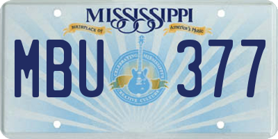 MS license plate MBU377