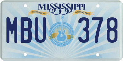 MS license plate MBU378