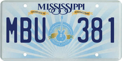MS license plate MBU381