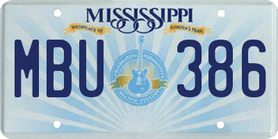 MS license plate MBU386
