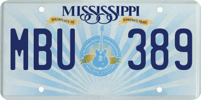 MS license plate MBU389