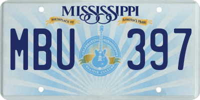 MS license plate MBU397