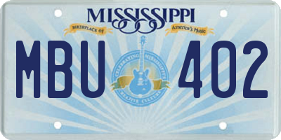 MS license plate MBU402