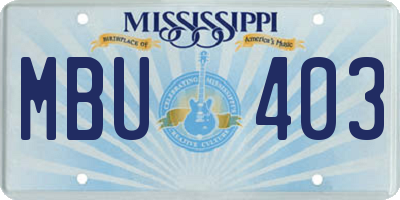 MS license plate MBU403