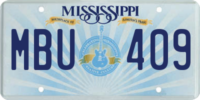 MS license plate MBU409