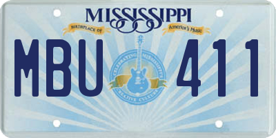MS license plate MBU411