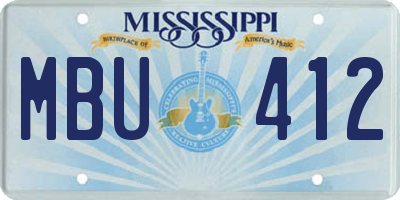 MS license plate MBU412