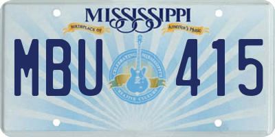 MS license plate MBU415