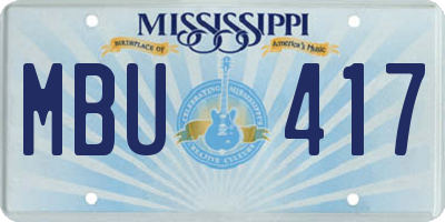 MS license plate MBU417