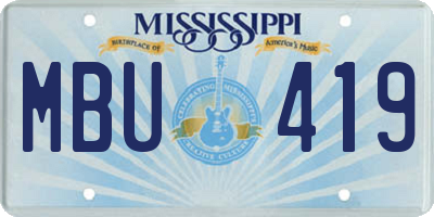 MS license plate MBU419